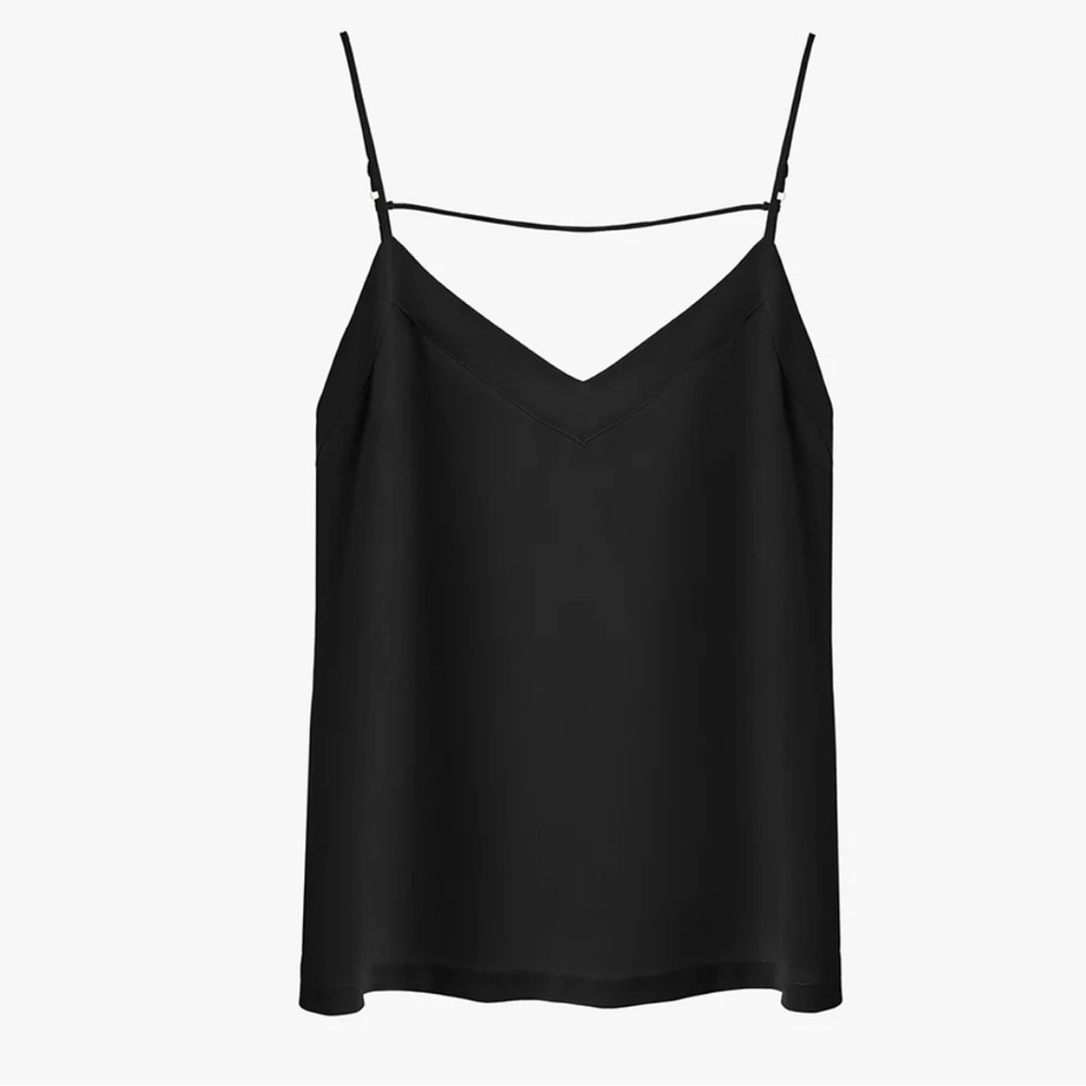 Cuyana Luxurious Black Silk Camisole Top, Size XS